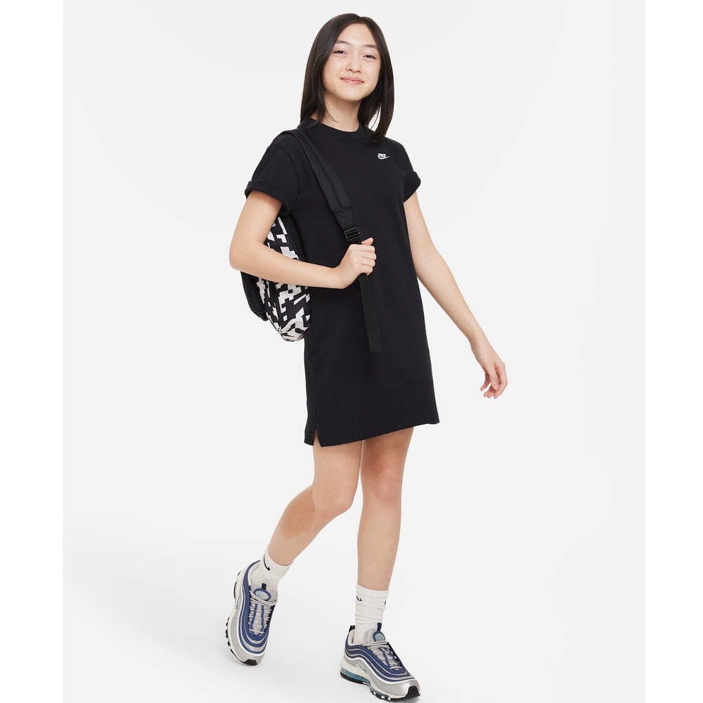 Nike T-Shirt Dress Black White Swoosh Logo Girls S Preppy Minimalist Athleisure
